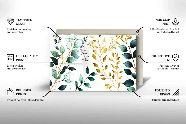 Kokkärlskydd elegant Gröna och guldiga blad