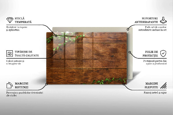 Spisskyddsplatta elegant Träskivor och löv