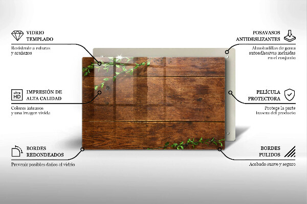 Spisskyddsplatta elegant Träskivor och löv