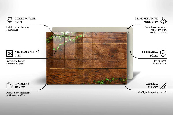 Spisskyddsplatta elegant Träskivor och löv