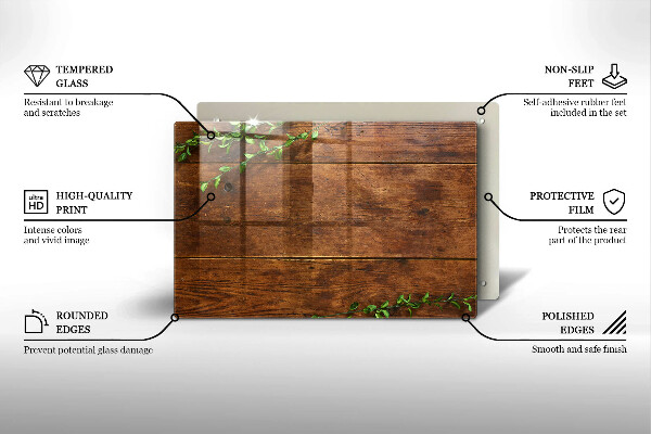 Spisskyddsplatta elegant Träskivor och löv