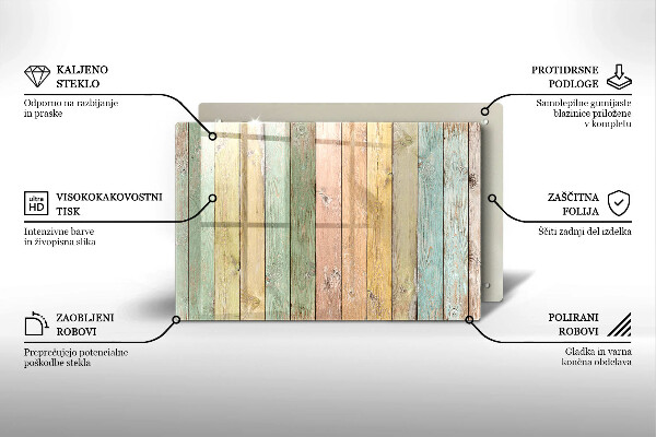 Spisskyddsplatta elegant Färgglada vintagebrädor