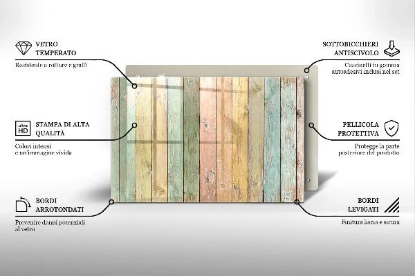 Spisskyddsplatta elegant Färgglada vintagebrädor