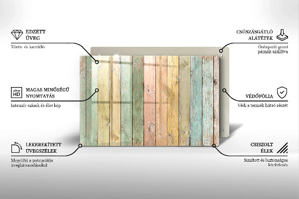Spisskyddsplatta elegant Färgglada vintagebrädor