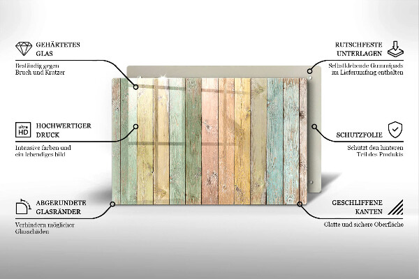 Spisskyddsplatta elegant Färgglada vintagebrädor