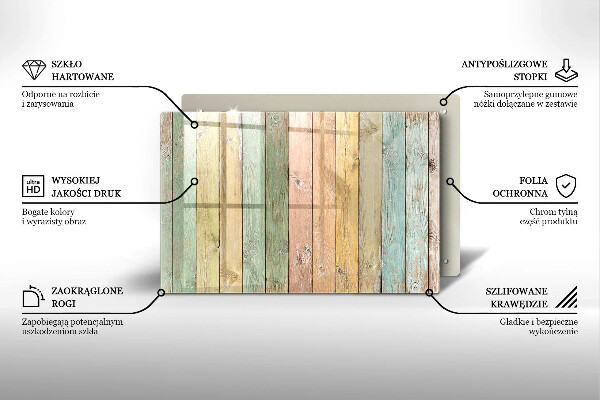 Spisskyddsplatta elegant Färgglada vintagebrädor