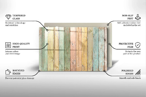 Spisskyddsplatta elegant Färgglada vintagebrädor