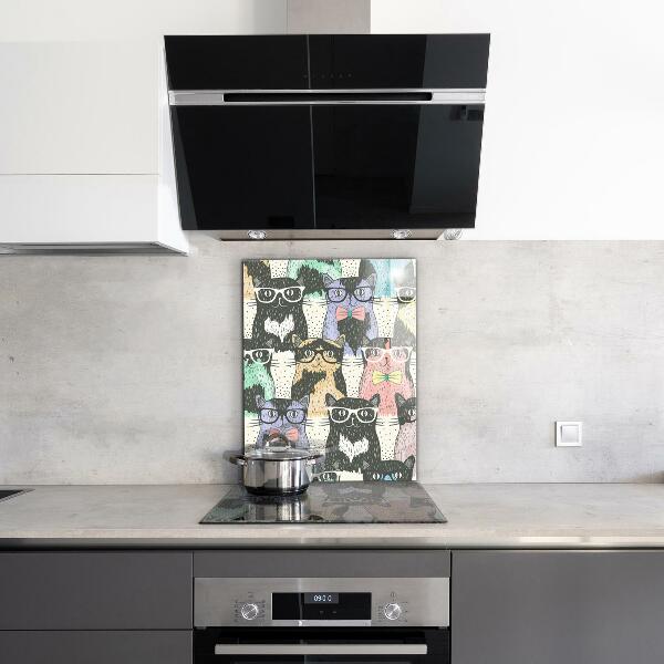 Stänkskydd kök Cat Hipster Rolig Illustration