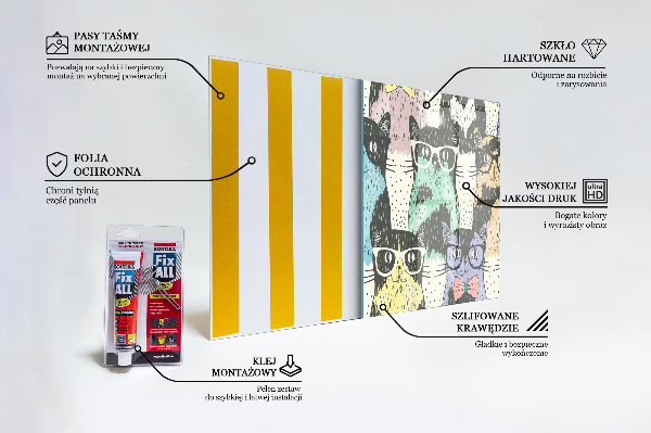 Stänkskydd kök Cat Hipster Rolig Illustration