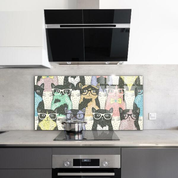 Stänkskydd kök Cat Hipster Rolig Illustration