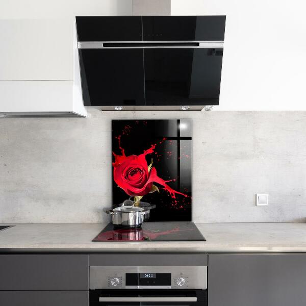 Stänkskydd kök Röd ros abstrakt