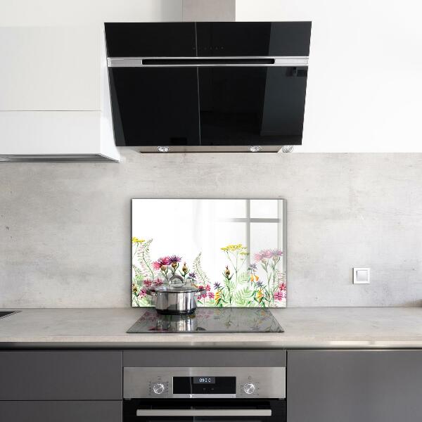 Stänkskydd kök Äng med färgglada blommor