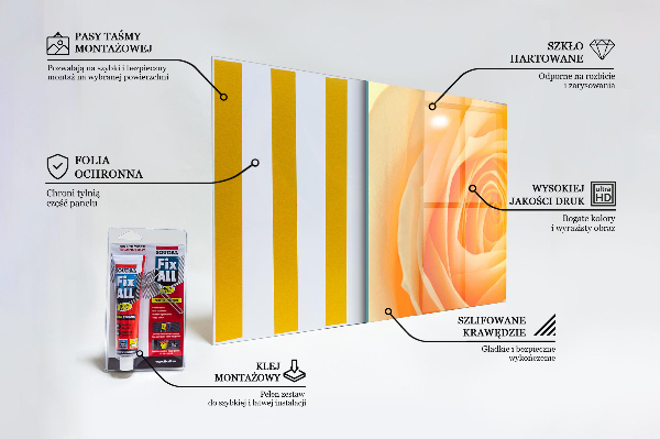 Stänkskydd kök Gul rosblomma