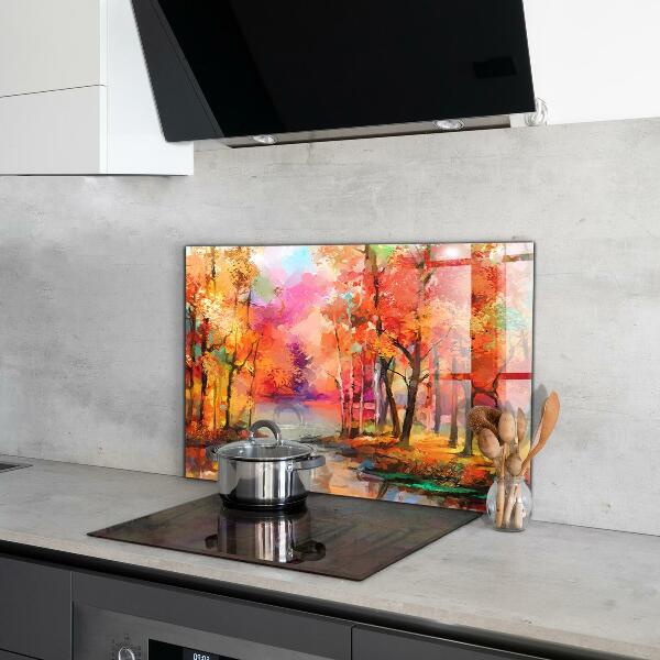 Stänkskydd kök Höstträd i parken