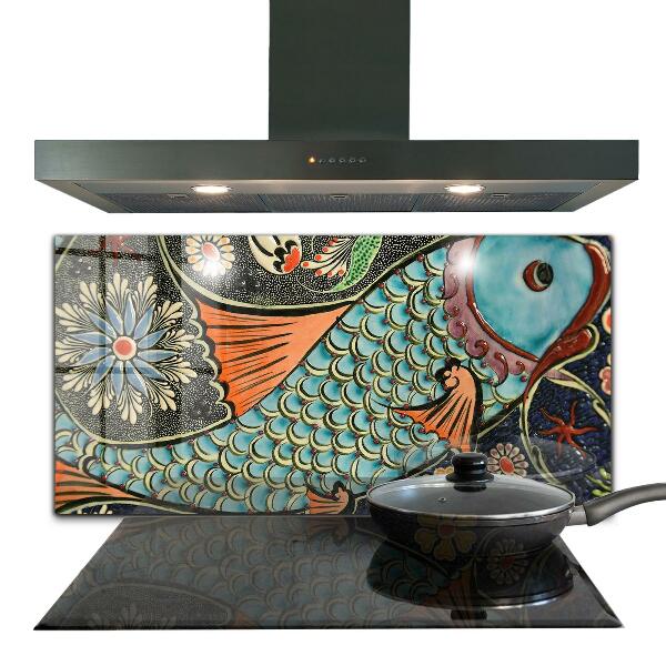 Stänkskydd kök Mosaik fisk vintage keramik