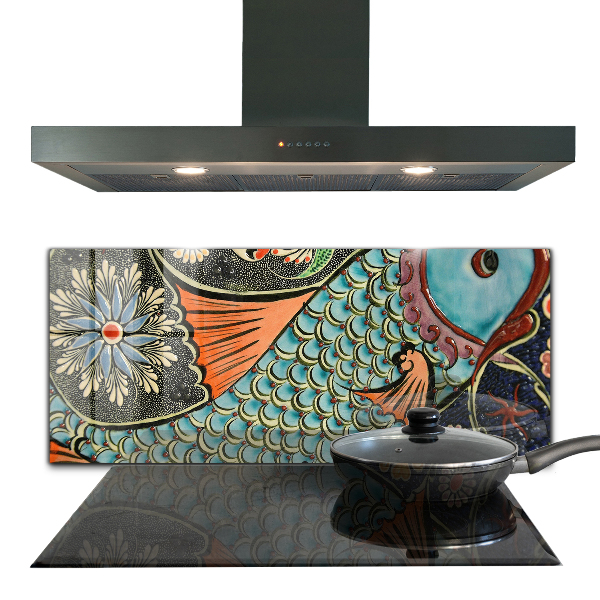 Stänkskydd kök Mosaik fisk vintage keramik