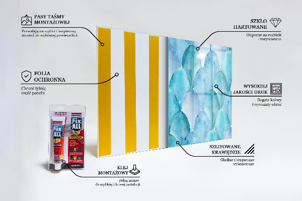 Stänkskydd kök Akvarell skalor blått mönster