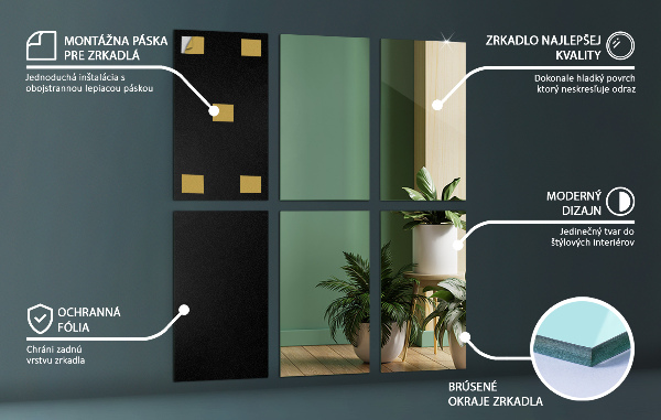 Spegelplattor 6 st 30x16 cm