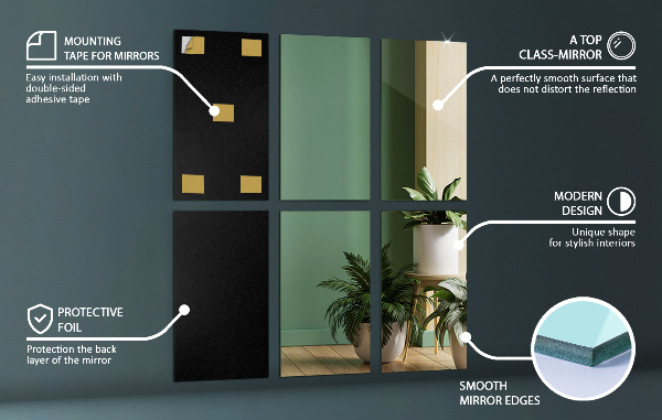 Fyrkantiga spegelplattor 6 st 30x20 cm