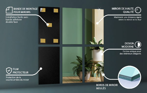 Fyrkantiga spegelplattor 6 st 30x20 cm