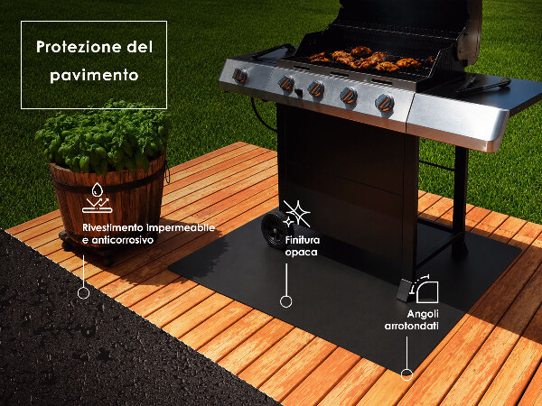 Kvartscirkelformad underlagsplåt för grill 100x100 cm