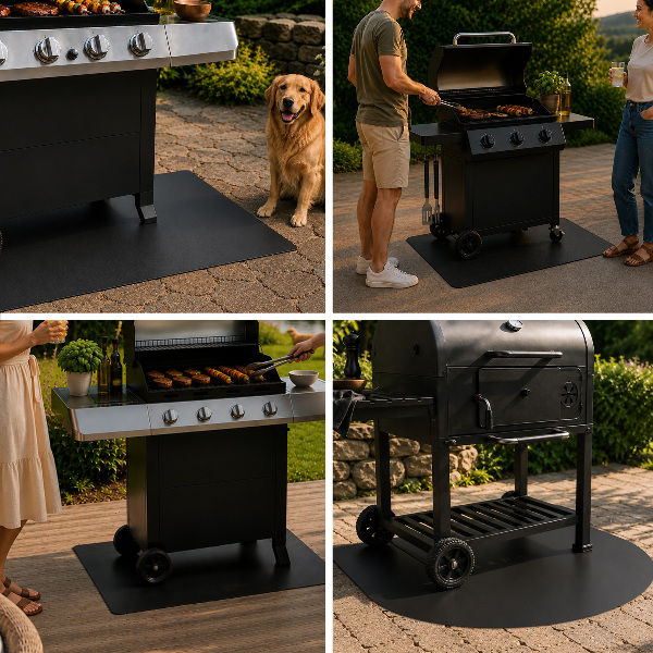 Rektangulärt golvskydd för grill 100x70 cm