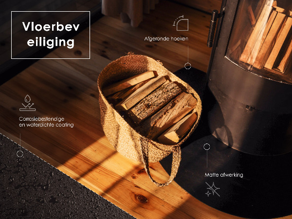 Golvskydd framför öppen spis i kvadratisk form 100 x 100 cm