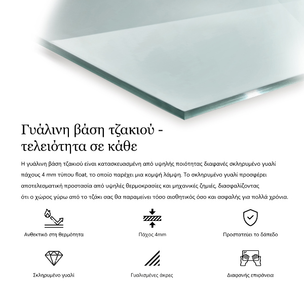 Glasskiva under kamin h40