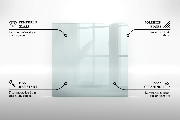 Glasskiva under kamin h40