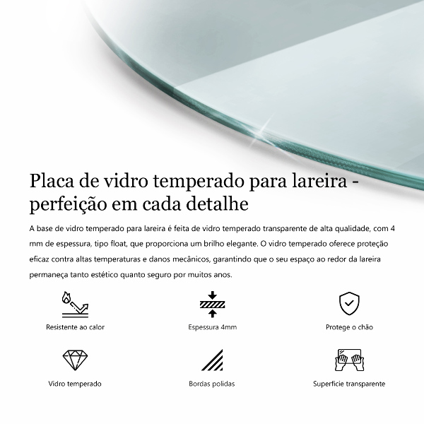 Glasskiva under kamin 80x70 cm