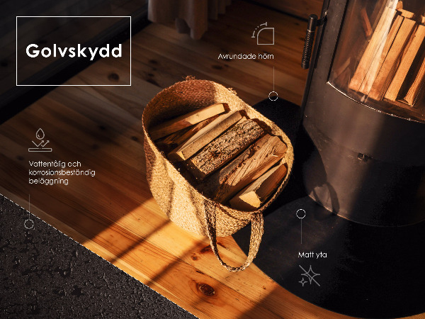 Halvovalda golvskydd till eldstäder 80x90 cm