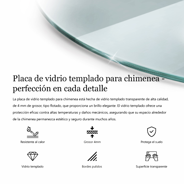 Glasskiva under braskamin fi100 cm