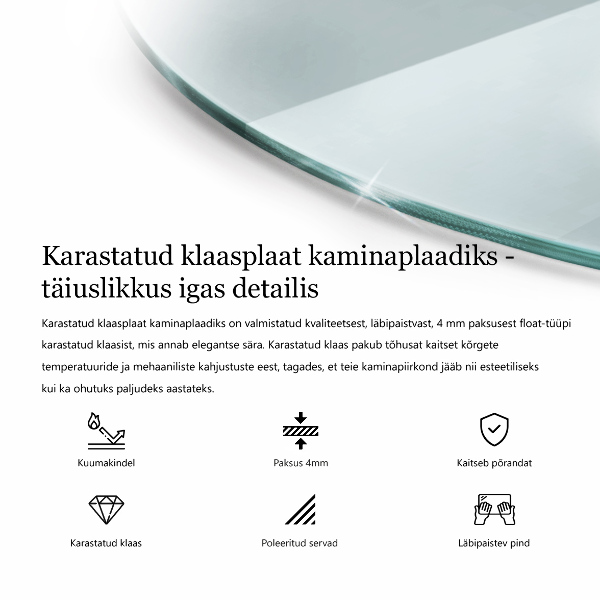 Glasskiva under braskamin fi100 cm