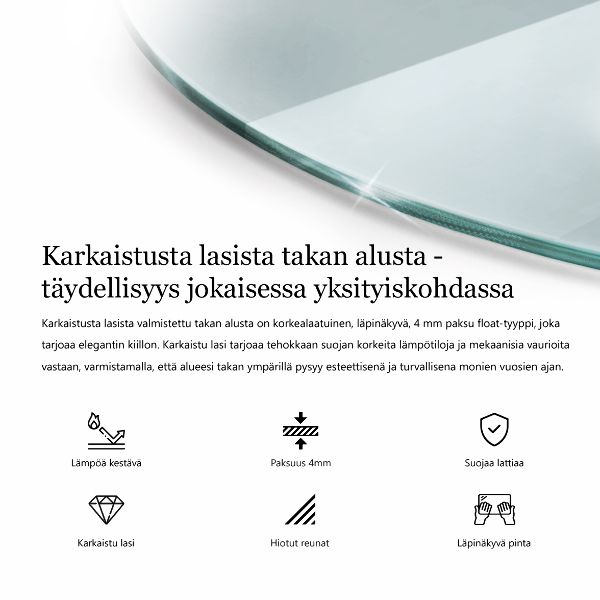 Glasskiva under braskamin fi100 cm