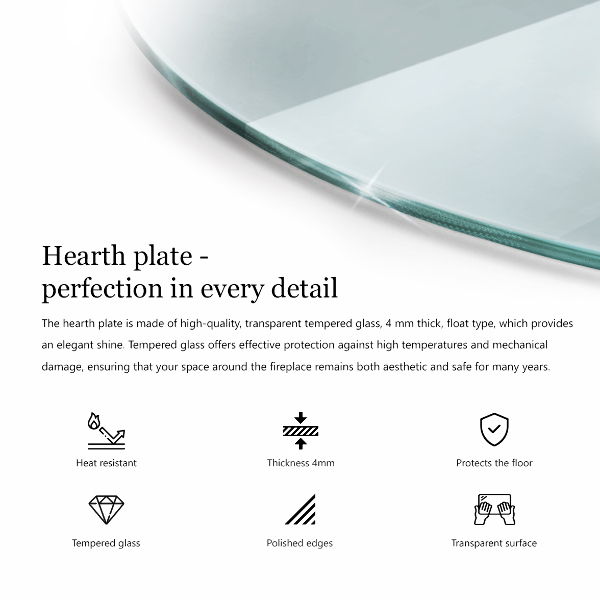 Glasskiva under braskamin fi100 cm