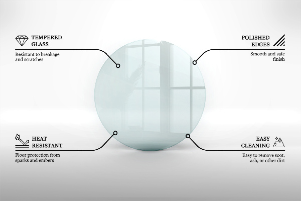 Glasskiva under braskamin fi50 cm