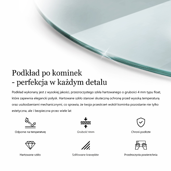 Glasskiva under braskamin fi60 cm