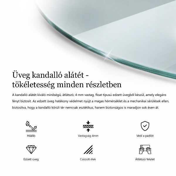 Glasskiva under braskamin fi80 cm