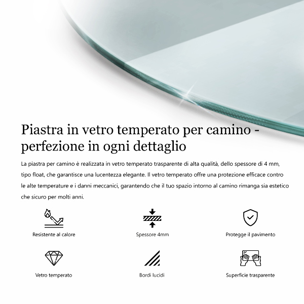 Glasskiva under braskamin fi80 cm