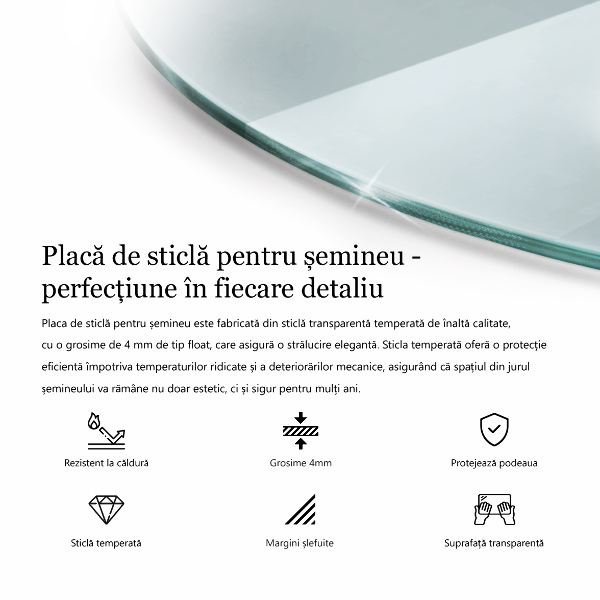 Glasskiva under braskamin fi80 cm