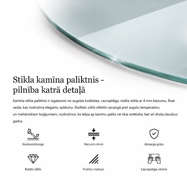 Glasskiva under braskamin fi80 cm