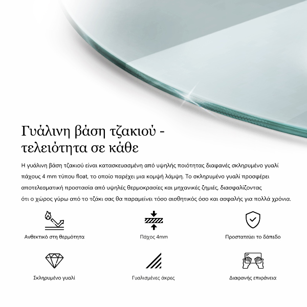 Glasskiva under braskamin fi90 cm