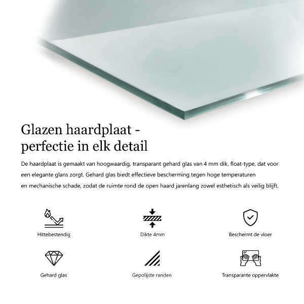 Glasskiva under kamin 100x50 cm