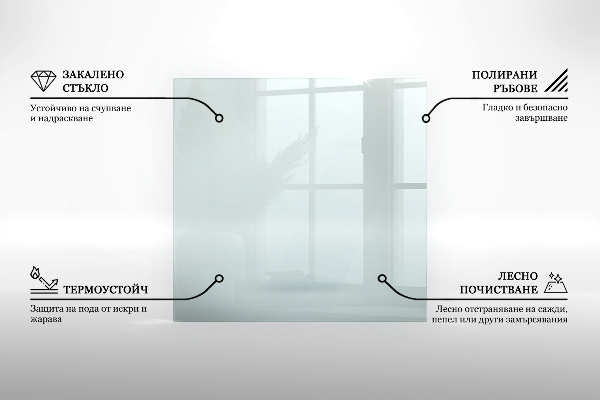 Glasskiva under kamin 120x60 cm