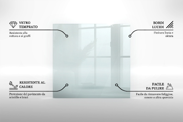 Glasskiva under kamin 120x60 cm