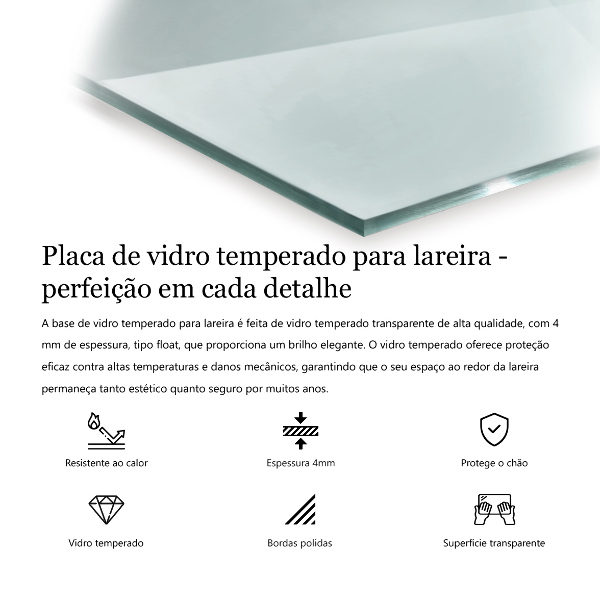 Glasskiva under kamin 120x60 cm