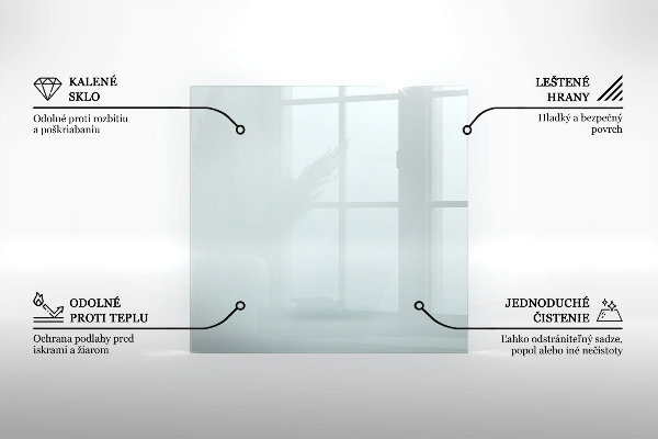 Glasskiva under kamin 125x50 cm