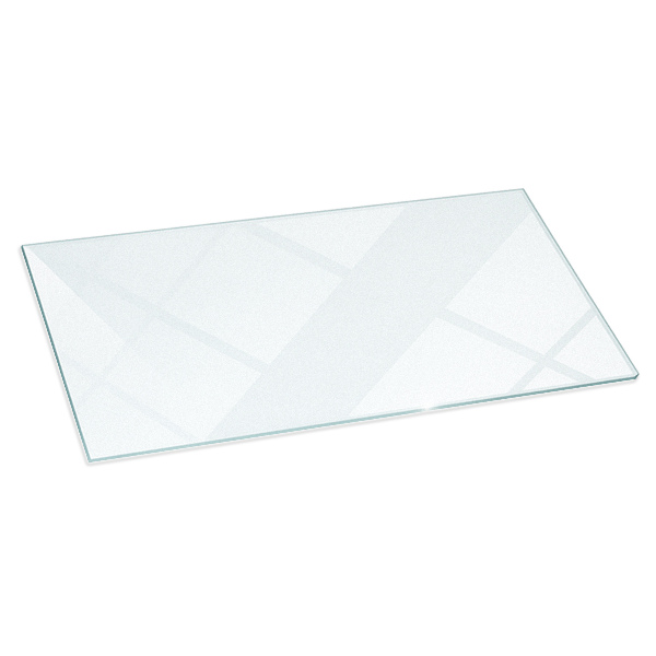 Rektangulär semitransparent glasskiva under kamin 120x60 cm