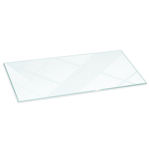 Rektangulär semitransparent glasskiva under kamin 125x50 cm
