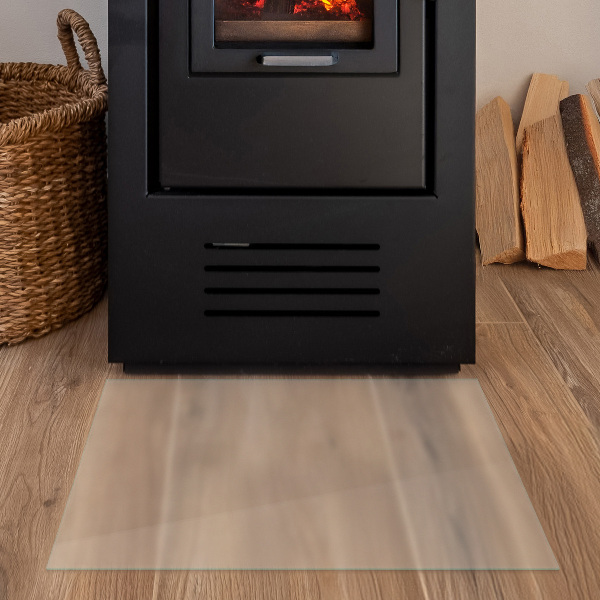 Rektangulär semitransparent glasskiva under kamin 60x40 cm